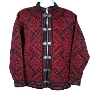 Vtg Christiania Norwegian Wool Cardigan Mens S Nordic Knit Frog Clasp Sweater